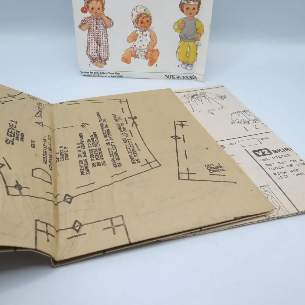 Simplicity 8376 Baby Doll Wardrobe Clothes 13-18